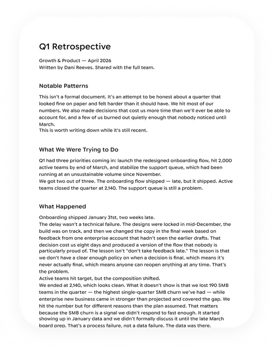 Q1 retrospective document