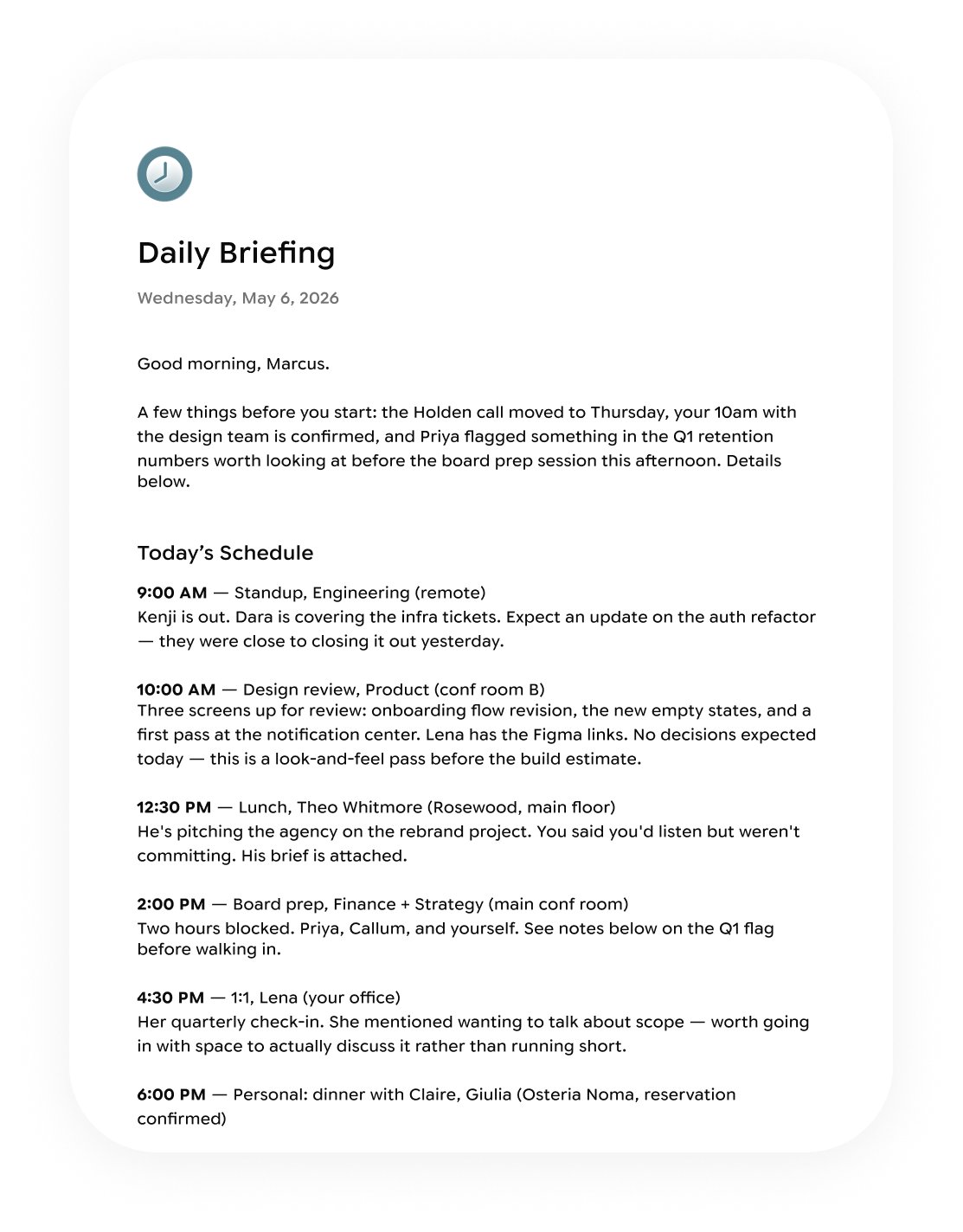 Daily briefing document