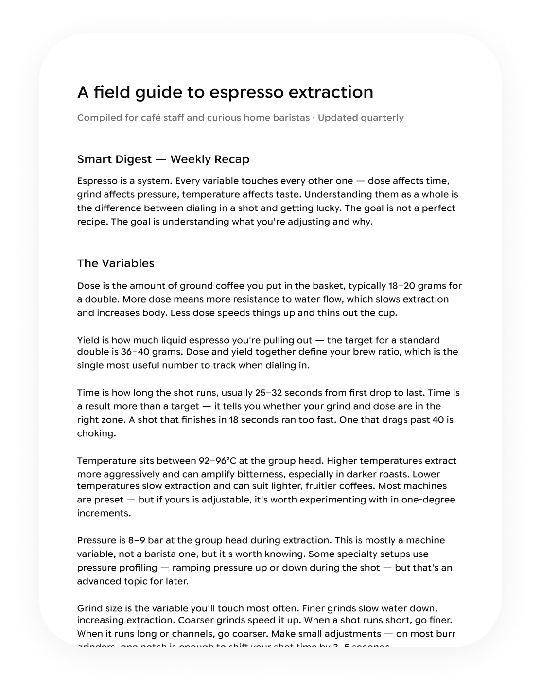 Field guide document