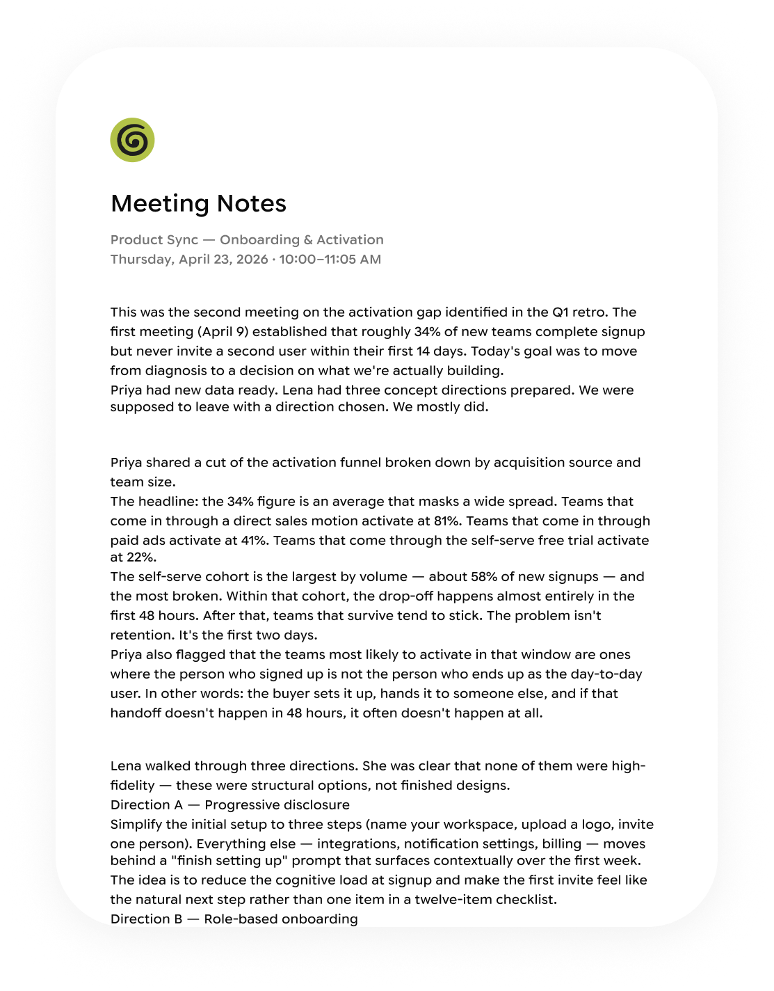 Meeting notes document