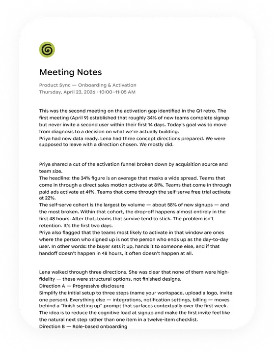 Meeting notes document